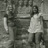 Students Linda Dooring of Eastern Michigan University (left) and Kimberly Rowe of Grand Valley State College (right) at German summer school, 1972.